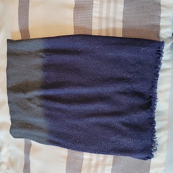 Vintage Blue and Gray Metallic Scarf - Picture 6 of 6